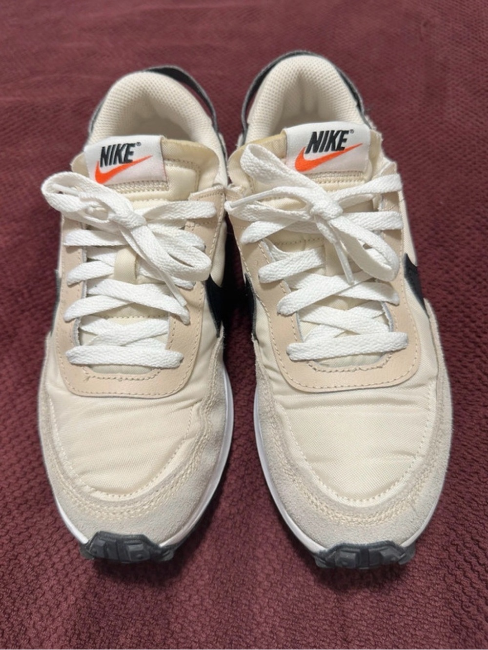 Nike Cream and Black Women's Retro Runner with Orange Accents